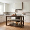 Emeril Brown Solid Wood Two-Tier Smooth Counter Top Kitchen Island, by Mercana, 60" length x 30" width x 35" height thumbnail 3