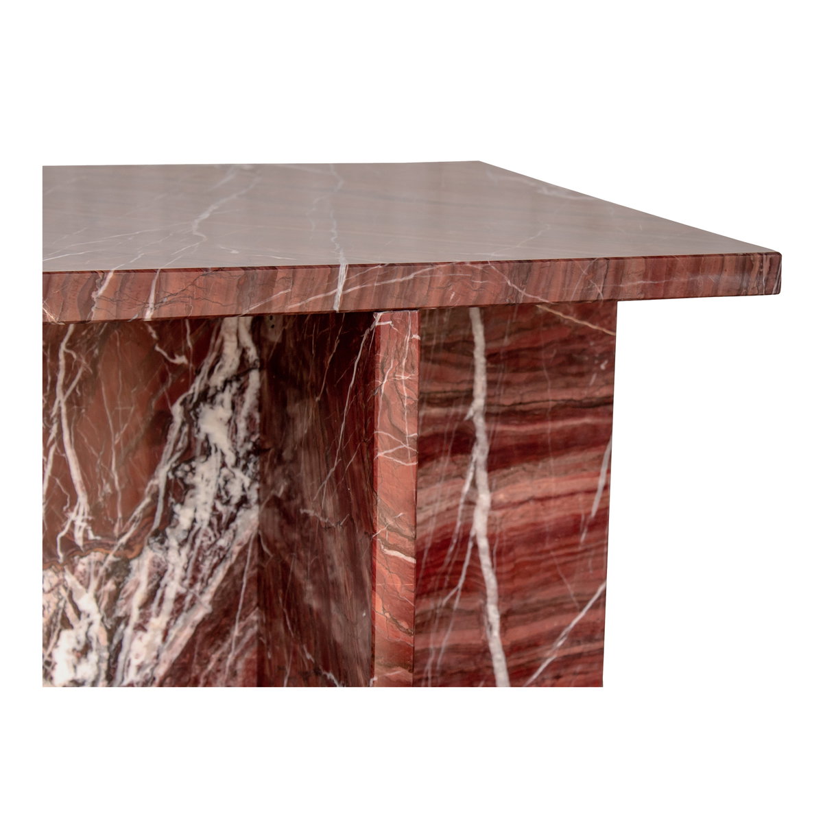 Blair Accent Table Rosso Levanto Marble, Side & End Table by Moe's Home, 14" width x 20" height x 14" depth View 5