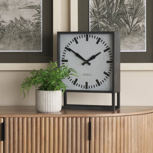 Felix Gray Metal Square Table Clock
