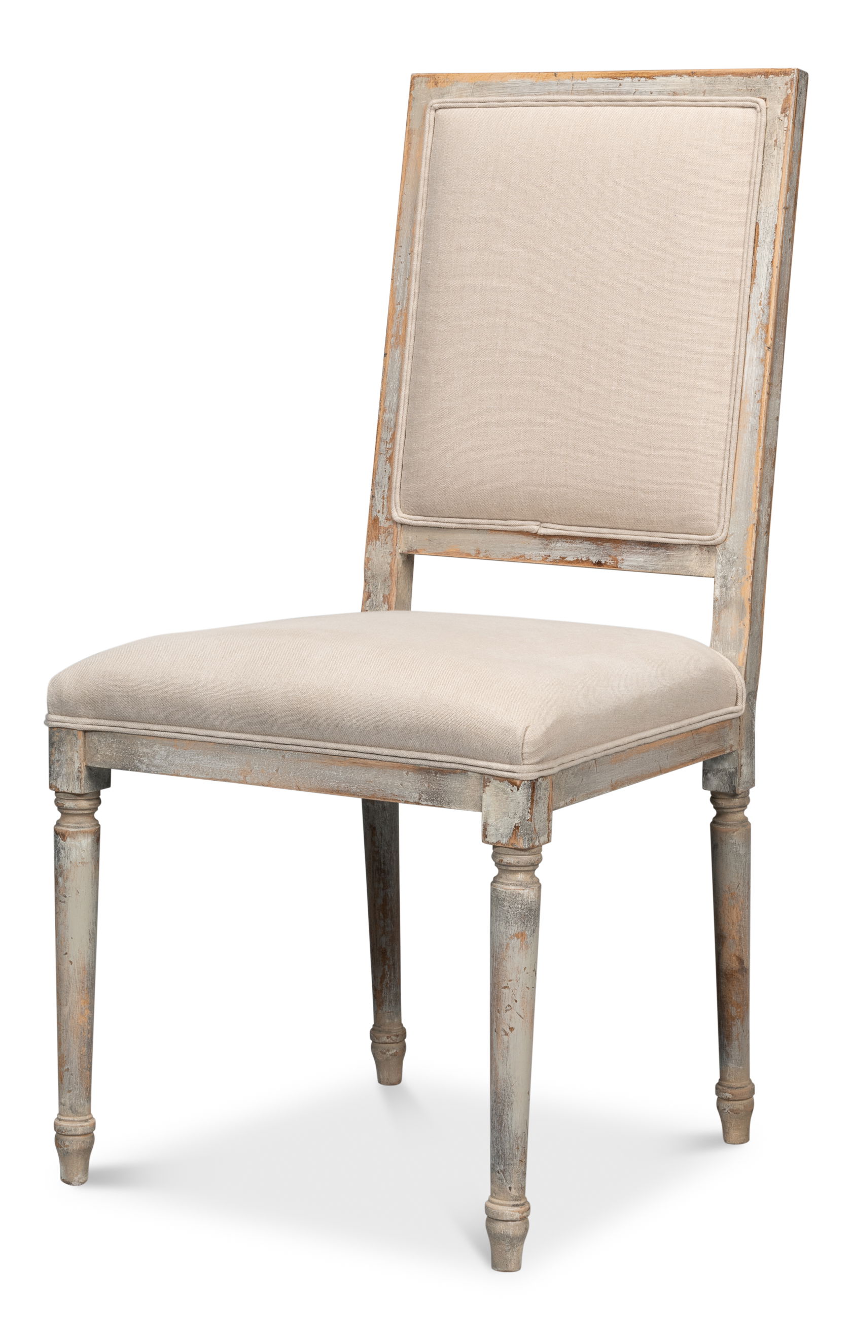 Square Back Side Chair,Grey Oak,Flax, Dining Chair by Sarreid, 20" length x 20" width x 40" height View 1
