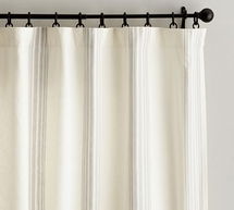 Online Designer Combined Living/Dining Riviera Striped Linen/Cotton Curtain, 50 x 108", Navy