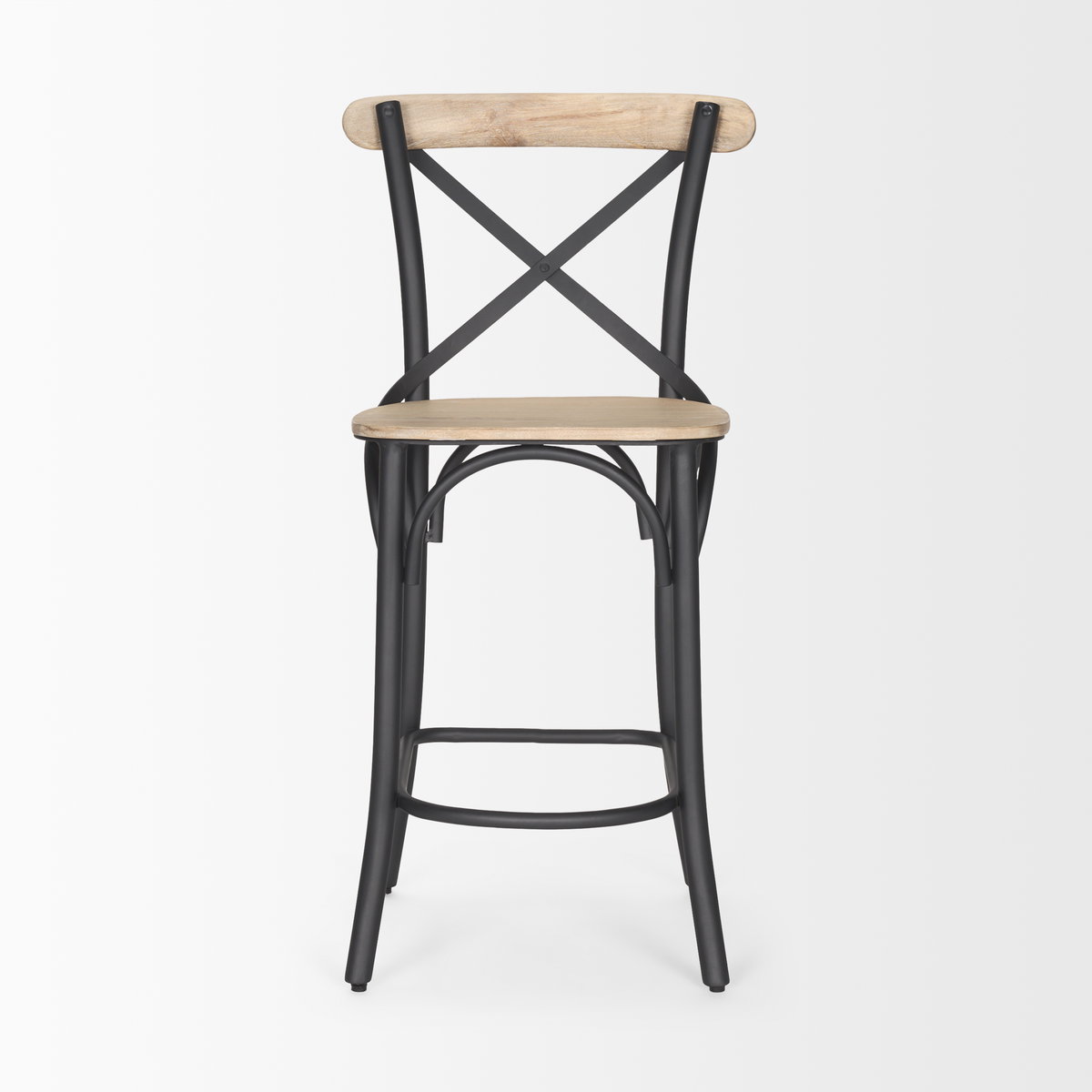 Etienne Low Back 26.25in Seat Counter Stool | Light Brown with Metal, Counter & Bar Stool by Mercana, 20.3" length x 22" width x 41.5" height View 4