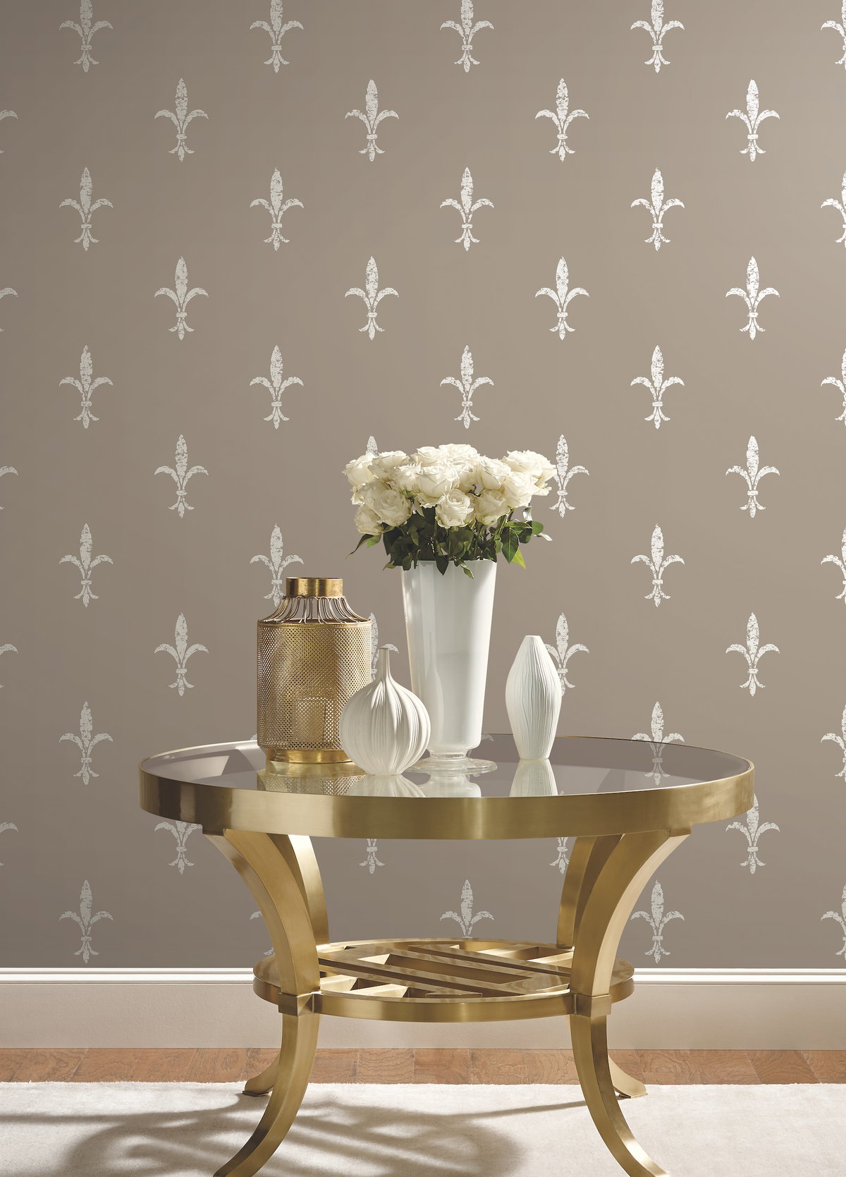 Fleur De Lis Cream Wallpaper, by York Wall, 27' length x 2'3" width x 0.02" depth View 2