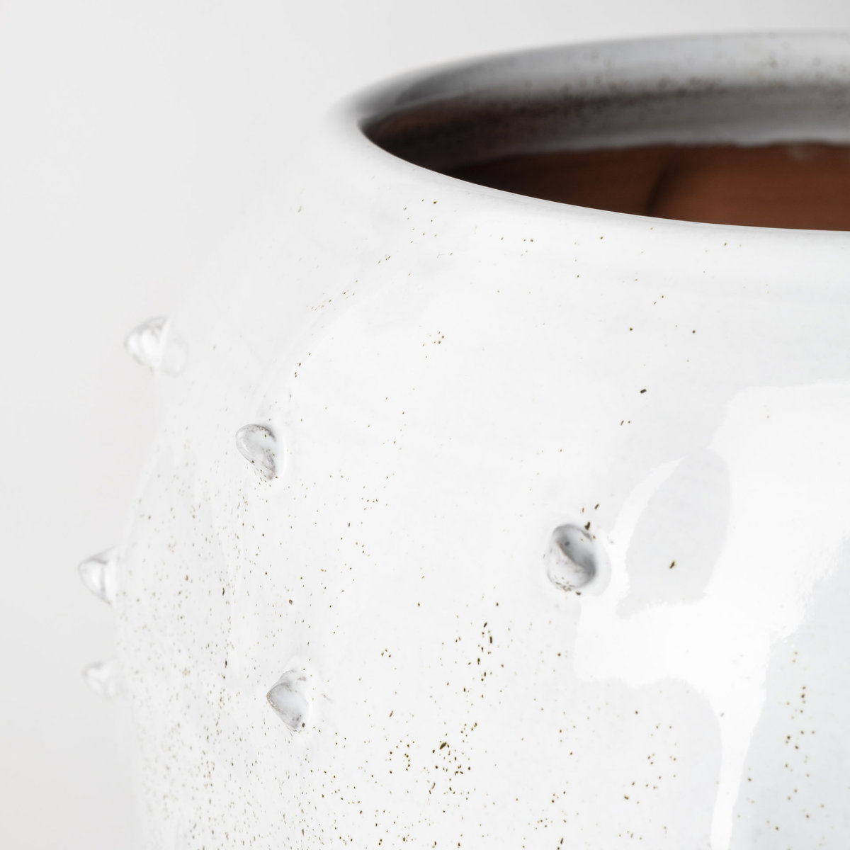 Julian Large Glossy White Ceramic Spoked Vase, by Mercana, 10.04" length x 10.04" width x 13.58" height View 8