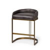 Hollyfield II Black Leather Seat Gold Metal Base Counter Stool, Counter & Bar Stool by Mercana, 20.5" length x 19.7" width x 28.7" height thumbnail 1