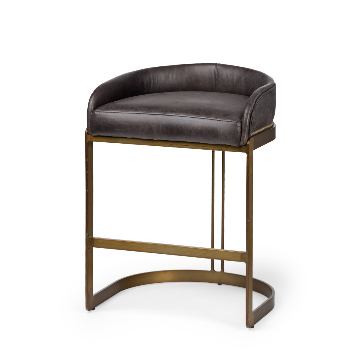 Hollyfield Low Back 24.75in Seat Counter Stool | Charcoal Brown, Counter & Bar Stool by Mercana, 20.5" length x 19.7" width x 28.7" height View 1