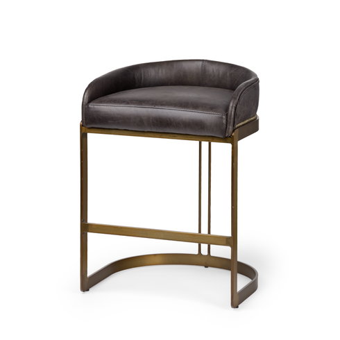 Hollyfield Low Back 24.75in Seat Counter Stool | Charcoal Brown