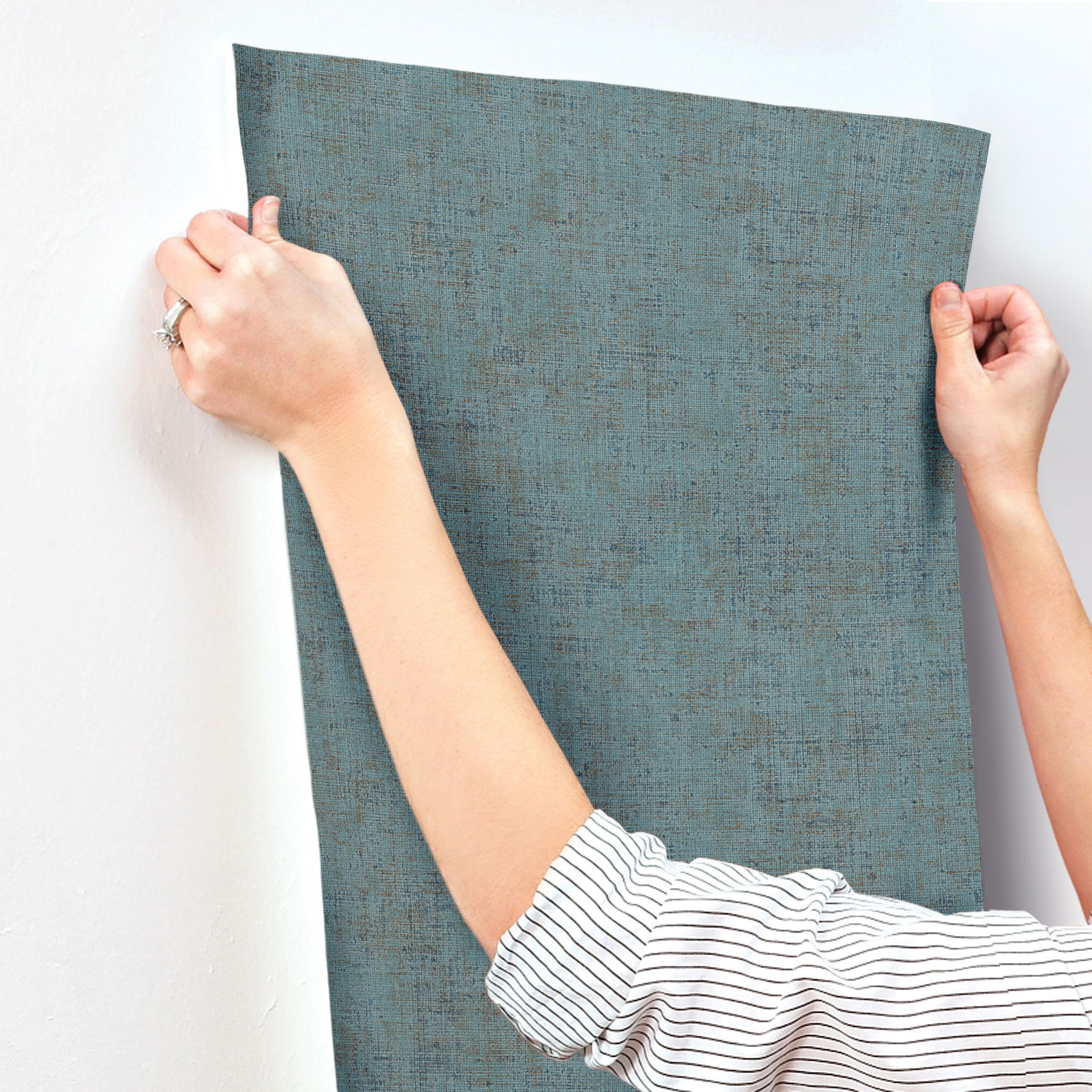 Alma Blue Faux Weave Wallpaper large image 