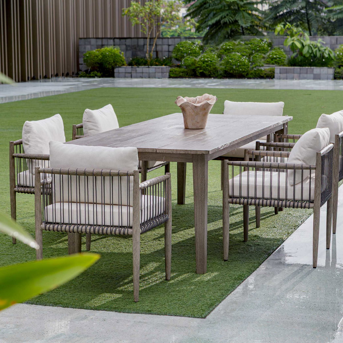 Forsyth Dark Gray Outdoor Dining Table, Outdoor Table by Uttermost, 7'8" width x 2'6.4" height x 3'3" depth View 5