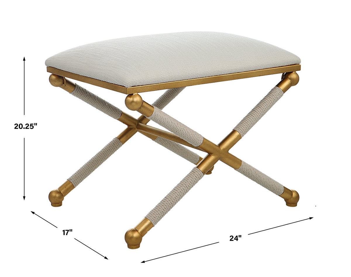 Socialite White Small Bench, Benche by Uttermost, 24" width x 20.25" height x 17" depth View 3
