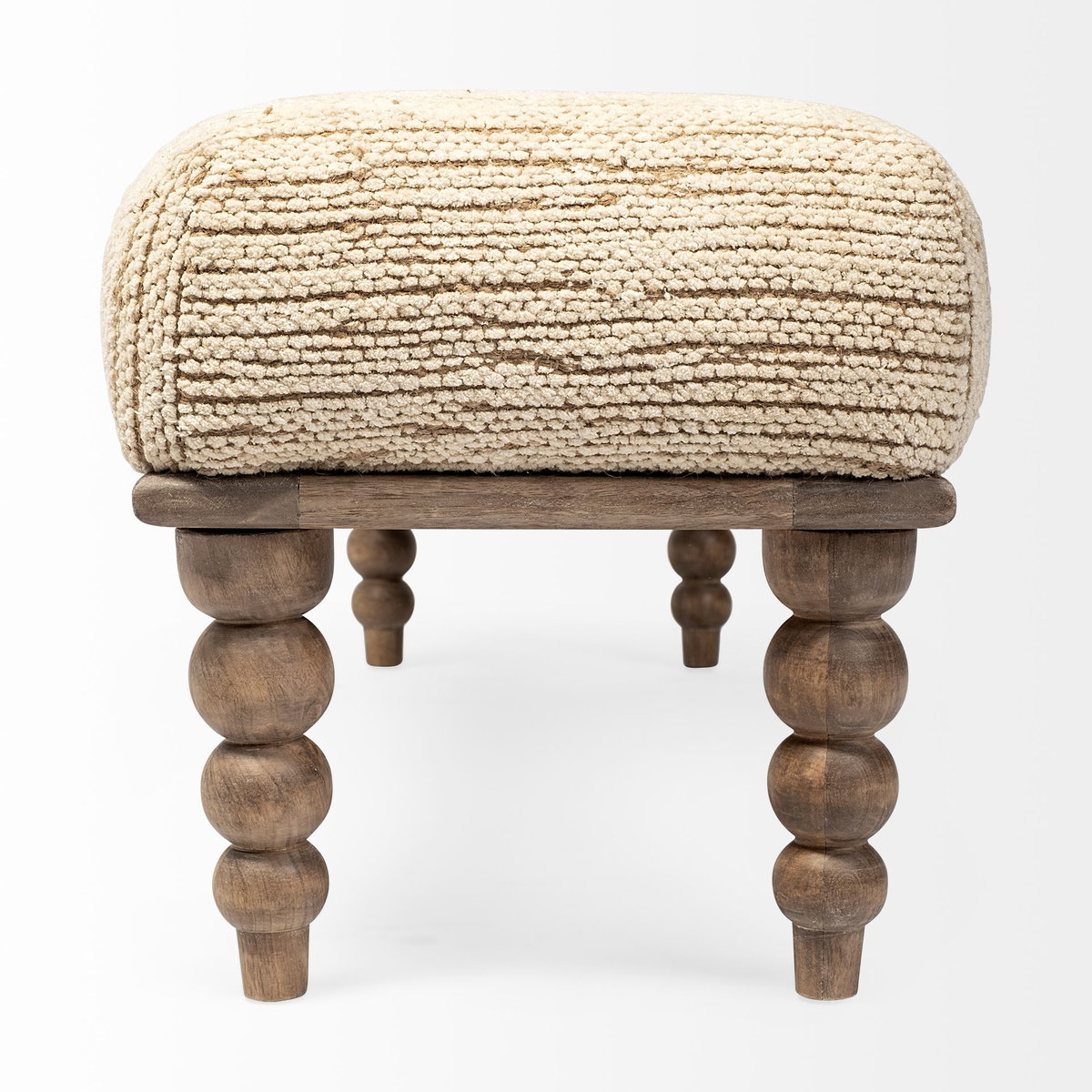 Alder II 55L x 16W Cream Upholstered Seat Wooden Base Accent Bench, Benche by Mercana, 55" length x 17" width x 18" height View 6