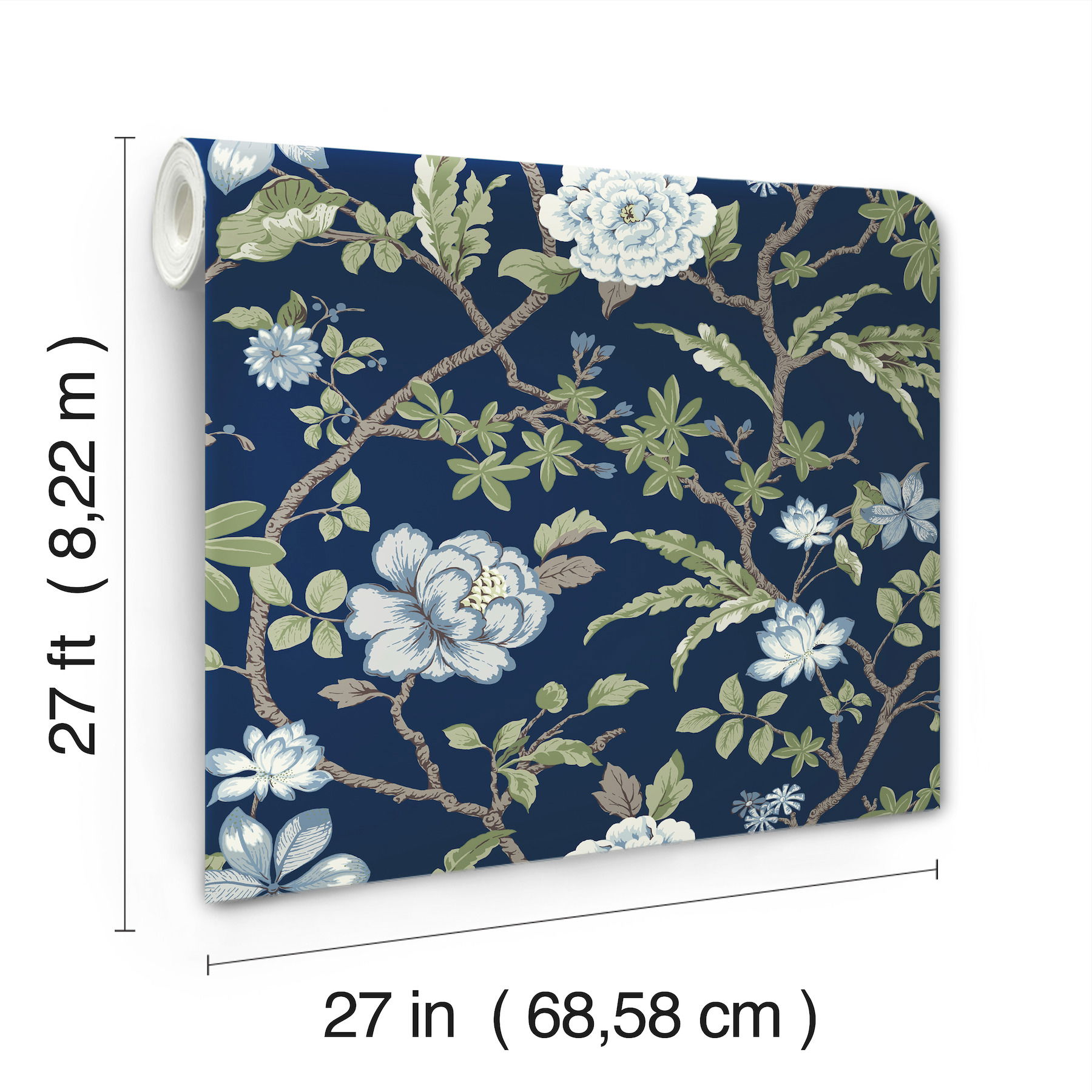 Courtyard Botanical Navy Wallpaper large image 