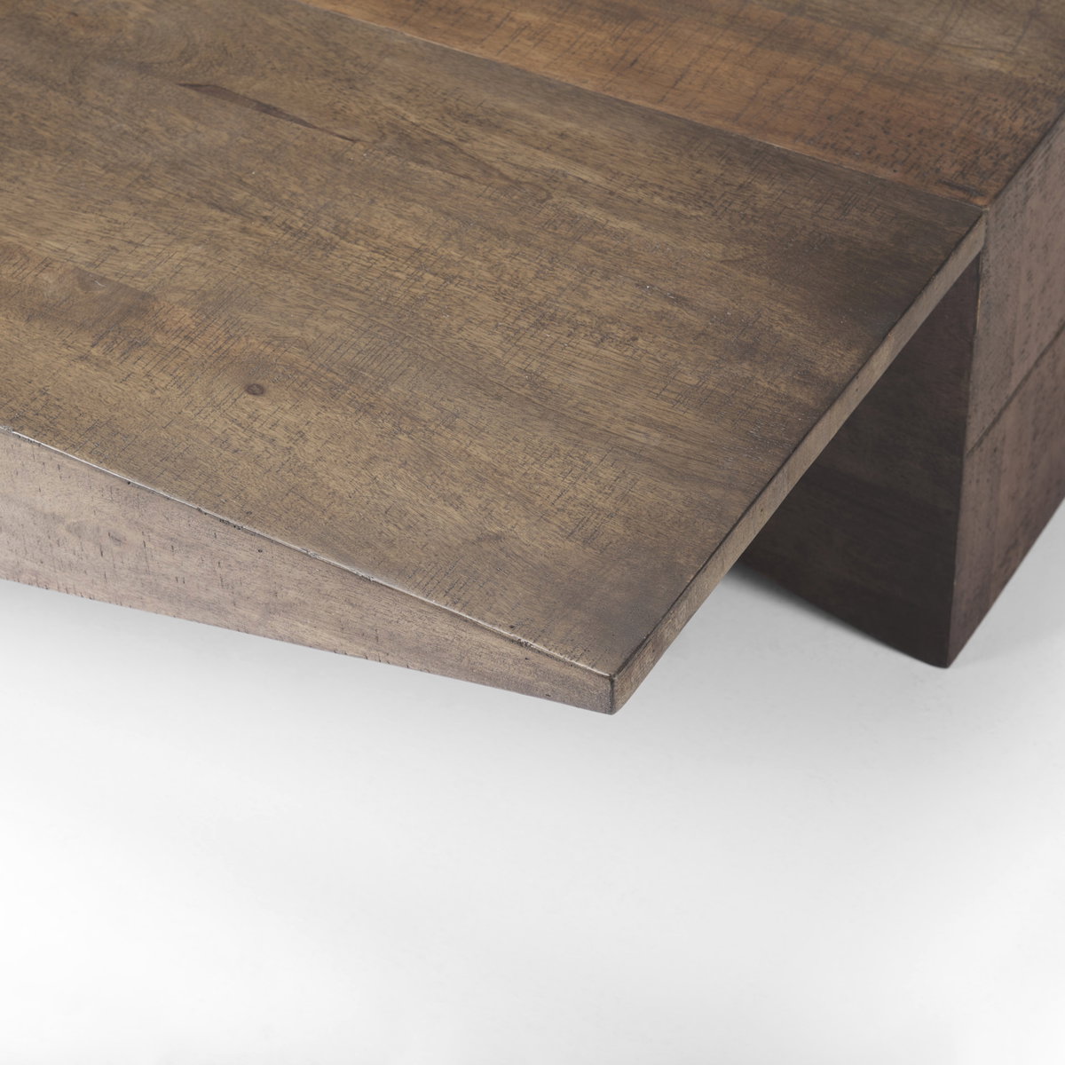 West 55L x 32W x 14H Medium Brown Wooden Angled Coffee Table, by Mercana, 55" length x 32" width x 14" height View 9