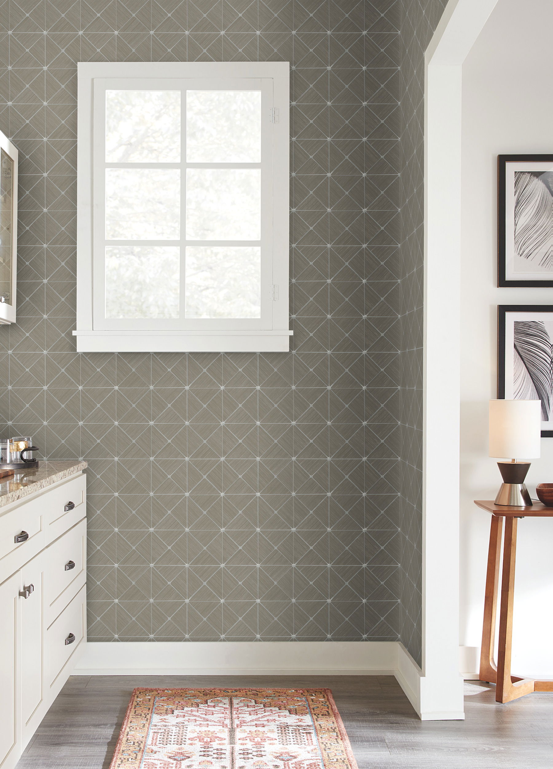 Double Diamonds Taupe Peel & Stick Wallpaper large image 