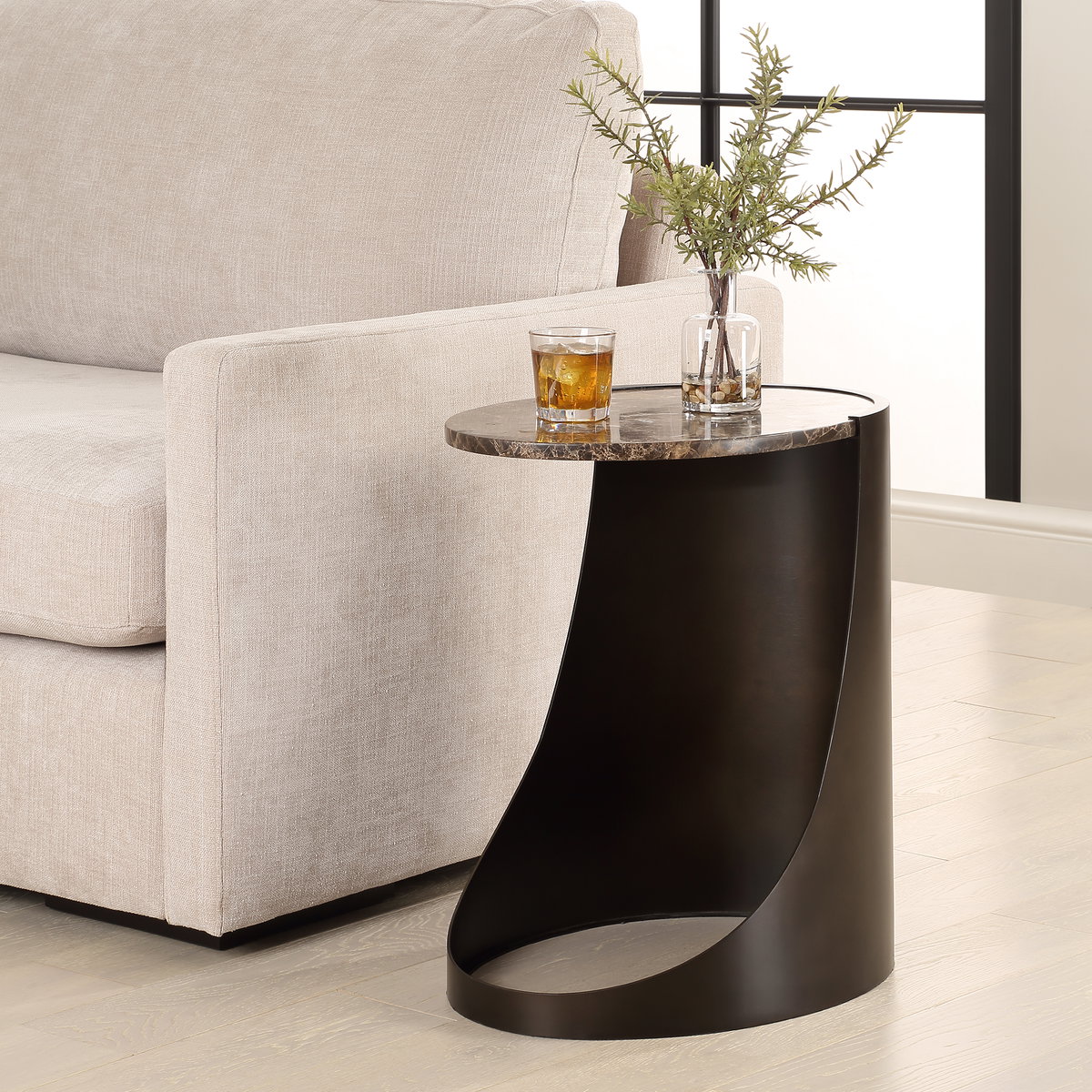 Welling Modern Metal Side Table, Side & End Table by Uttermost, 20" width x 22" height x 13.75" depth View 2