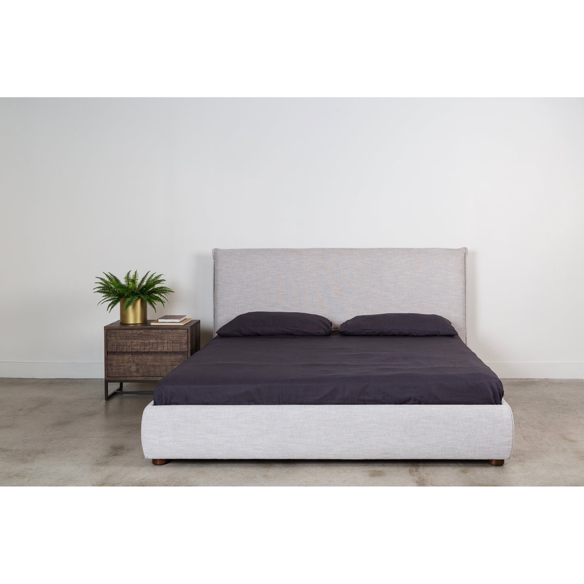 Luzon King Bed Light Grey, by Moe's Home, 85.5" width x 45.5" height x 88.5" depth View 16