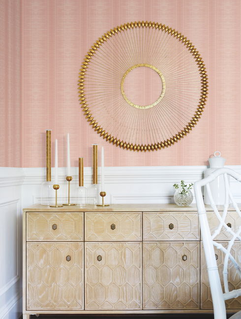 Silk Weave Stripe Coral Wallpaper