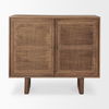 Grier Medium Brown Wood with Cane 2 Door Accent Cabinet thumbnail 2