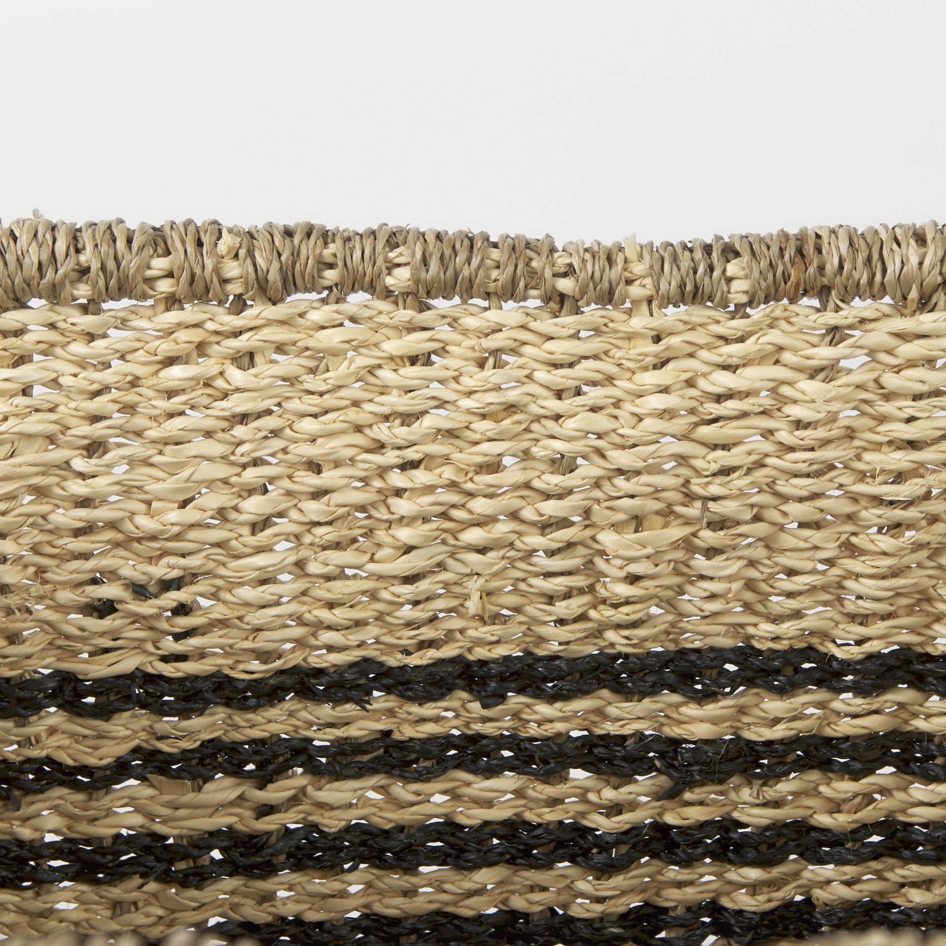 Emma  (Set of 2) Light Brown Seagrass Rectangular Basket with Black Stripes large image 