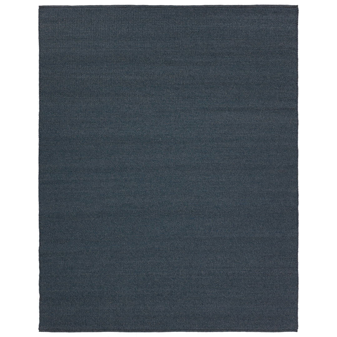Rectangle Maverick Solid Color Hand Loomed Polyester/Polypropylene Indoor / Outdoor Area Rug in Bl large image 