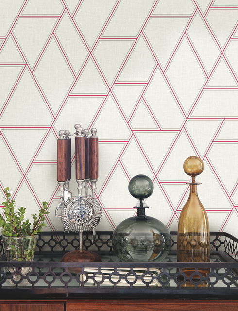 Pathways White & Red Wallpaper