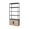Braxton II Light Brown Wood and Iron Three Shelf Shelving Unit 41.5L x 18.5W x 9, Shelving & Bookcase by Mercana, 41.5" length x 18.5" width x 90" height thumbnail 1