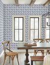 Chokeberry Block Print Navy & White Wallpaper thumbnail 1