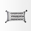Kimia 14x26 White and Black Fabric Herringbone and Fringed Decorative Pillow Cover, by Mercana, 14" length x 26" width x 0.2" height thumbnail 9