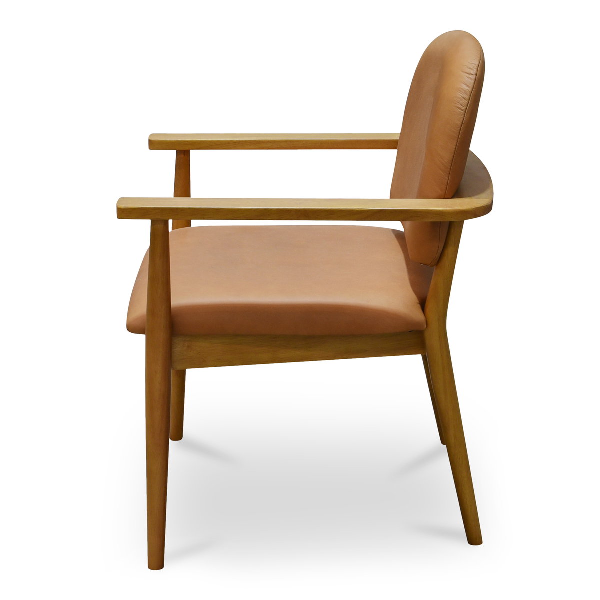Norrie Dining Chair Brown Leather, by Moe's Home, 24.41" width x 33.46" height x 24.41" depth View 3