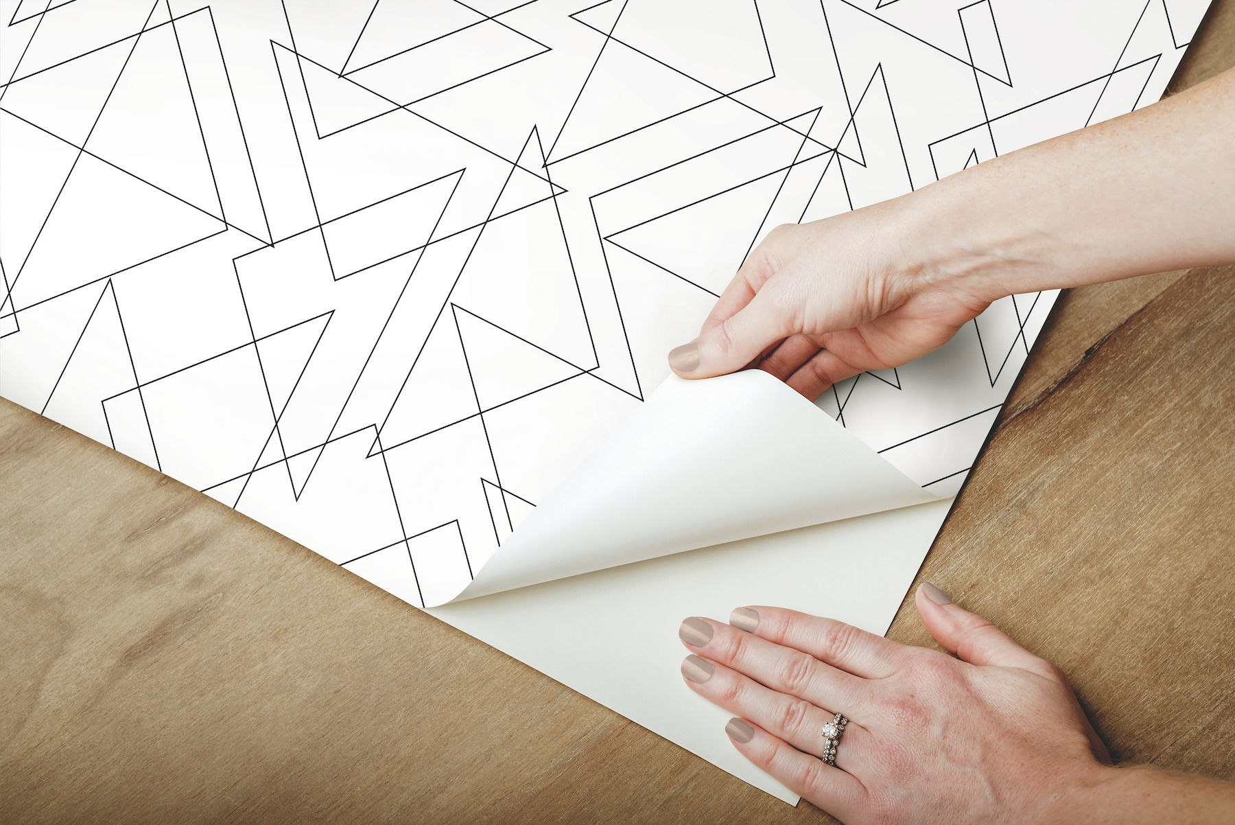 Triangulation Black & White Peel & Stick Wallpaper large image 
