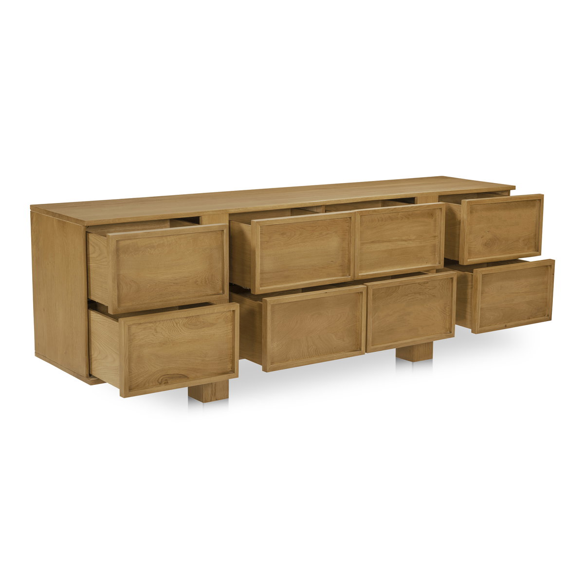 Henley 8 Drawer Dresser Brown, by Moe's Home, 85" width x 31" height x 20" depth View 2