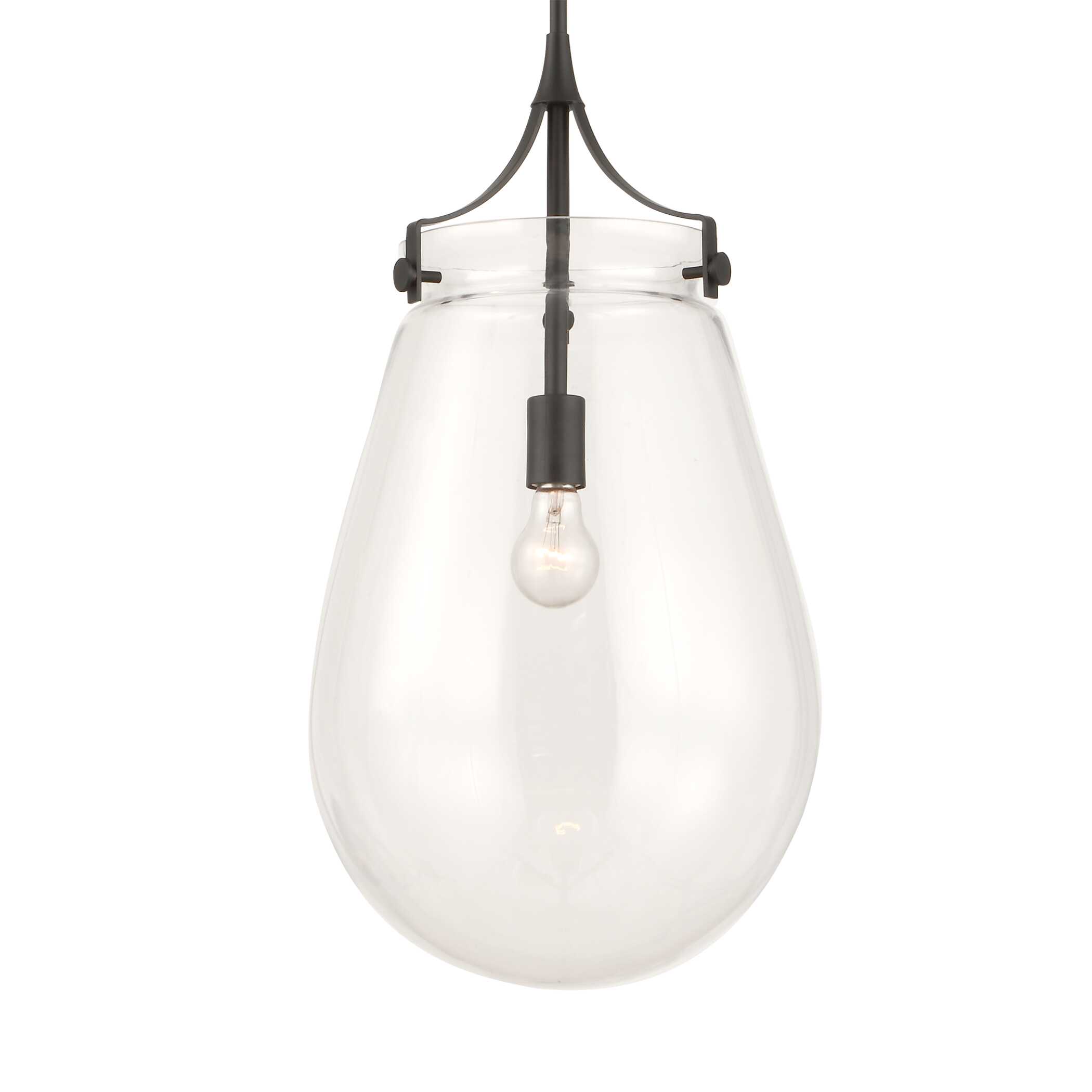 Dewdrop 1 Light Glass Shade Pendant, Ceiling Light by Uttermost, 25" height x 13.5" diameter View 5