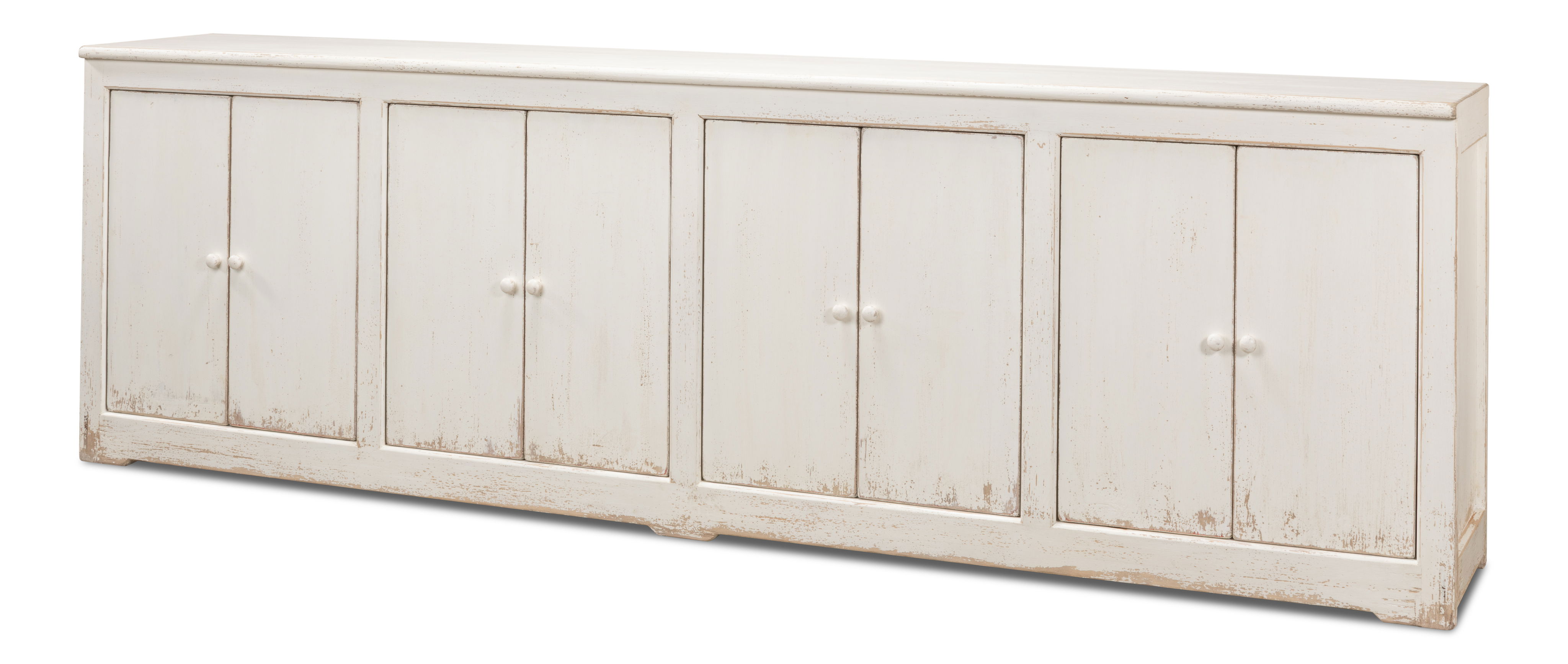 Eight Is Enough Sideboard, Whitewash, Cabinets & Sideboard by Sarreid, 122" length x 19" width x 38" height View 1