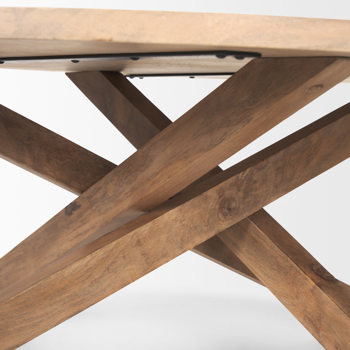 Solana Light Brown Wood Coffee Table, by Mercana, 42" length x 42" width x 17" height View 8