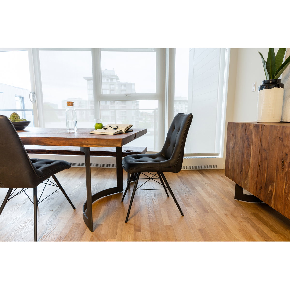 Bent Small Dining Table Brown, by Moe's Home, 98.5" width x 29.5" height x 40" depth View 11