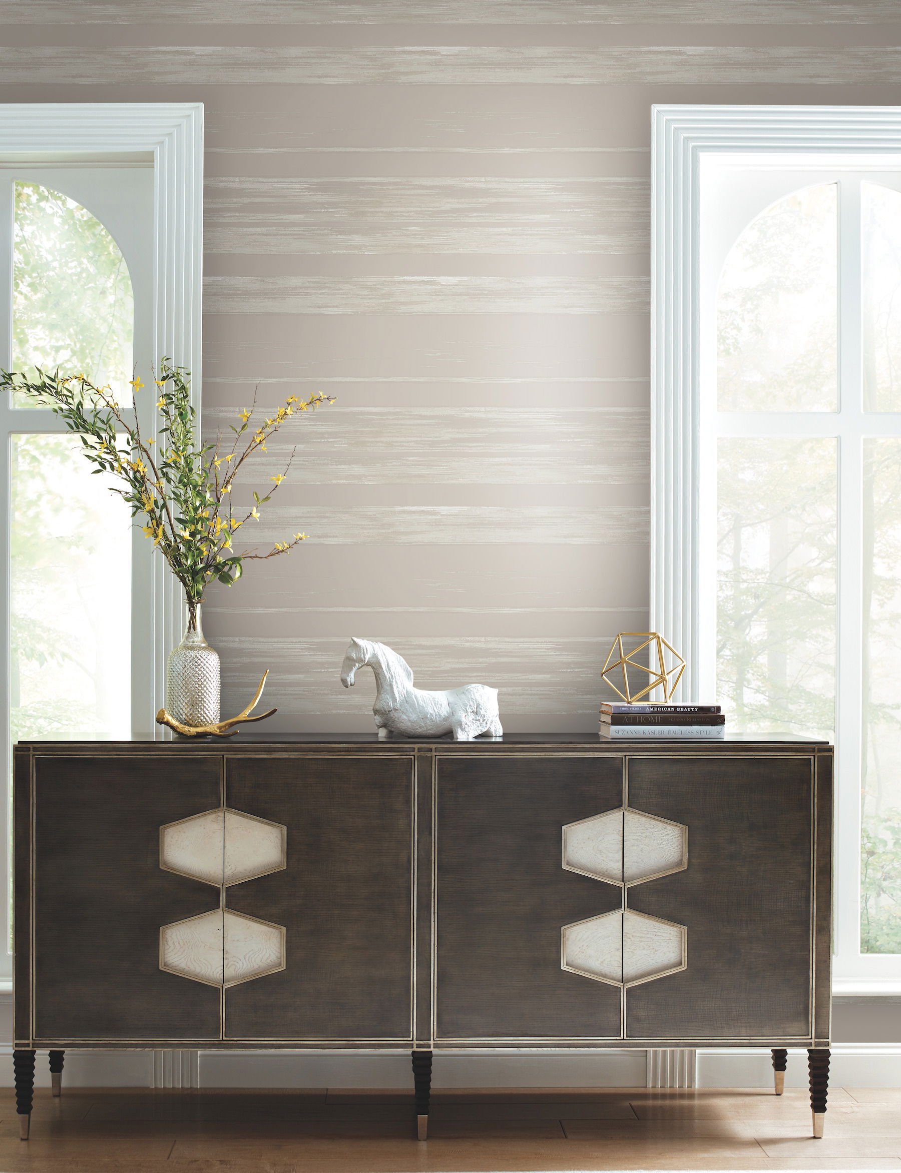 Horizontal Dry Brush Taupe Wallpaper, by York Wall, 27' length x 2'3" width x 0.02" depth View 3