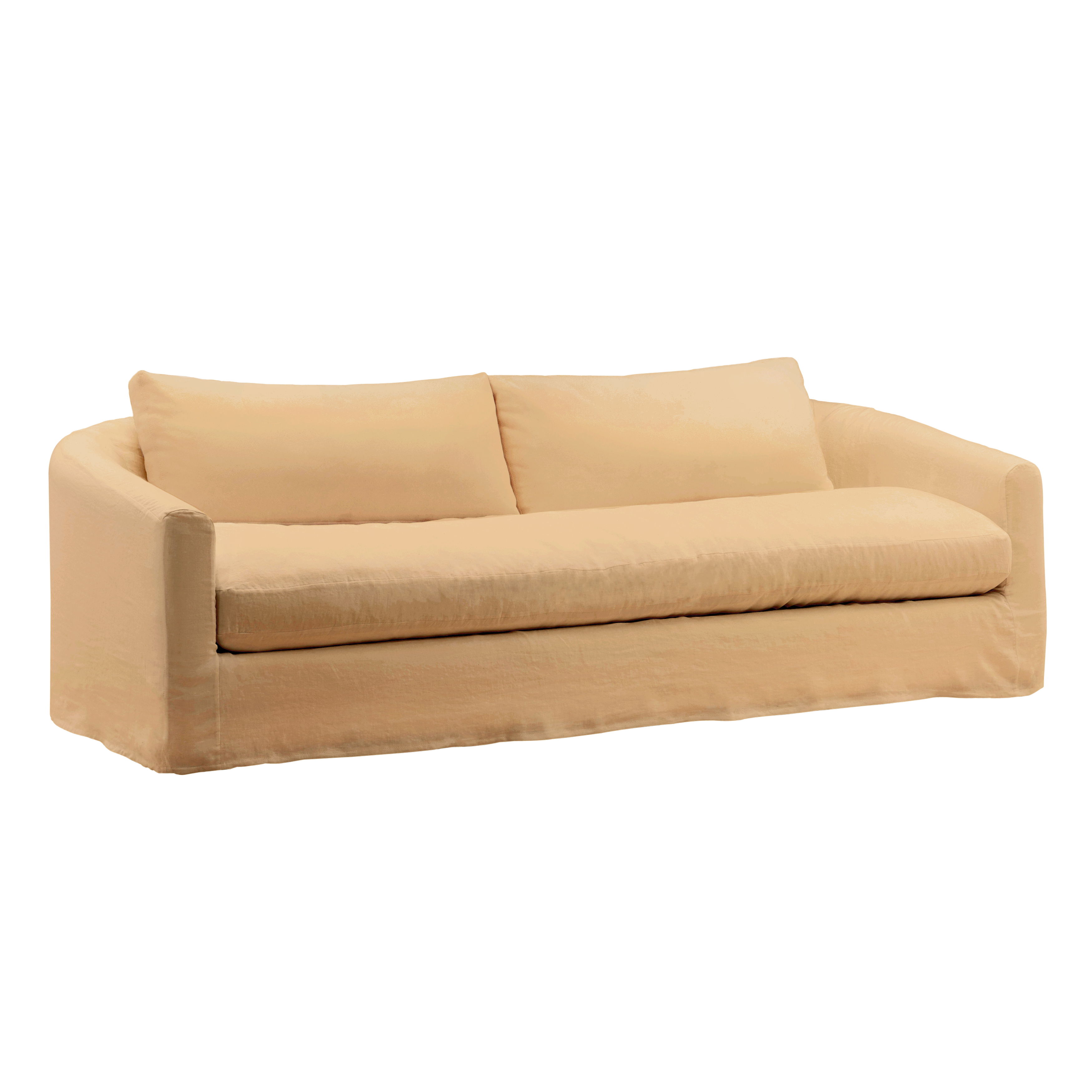 Florence Sofa Slipcover Wheat, Sofas & Sectional by Dovetail, 98.4" width x 29" height x 39.75" depth