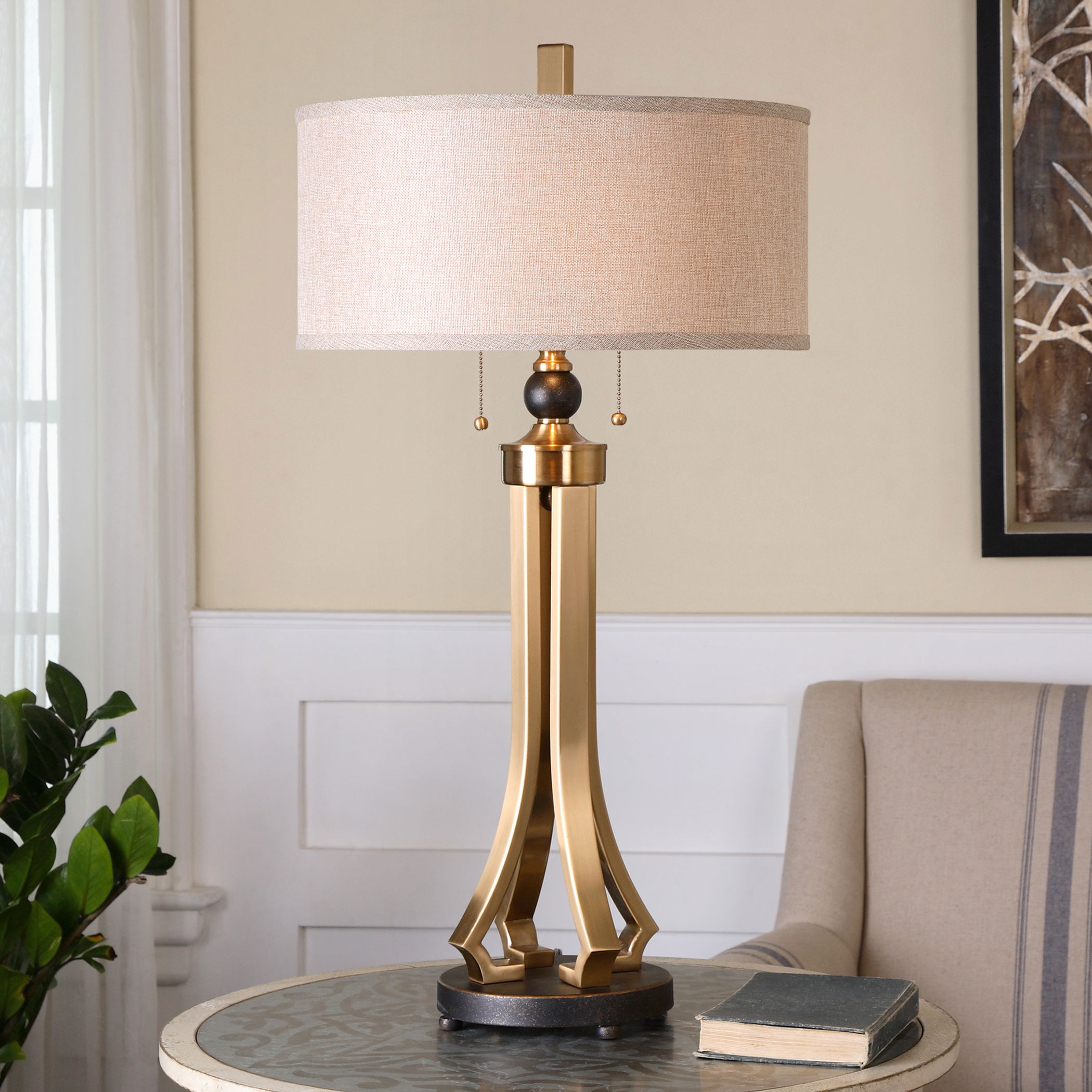 Selvino Brushed Brass Table Lamp large image 