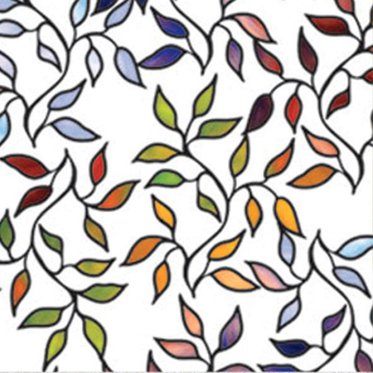 Stained Glass Leaves Window Film, by York Wall, 6'2.4" length x 2' width x 0.02" depth