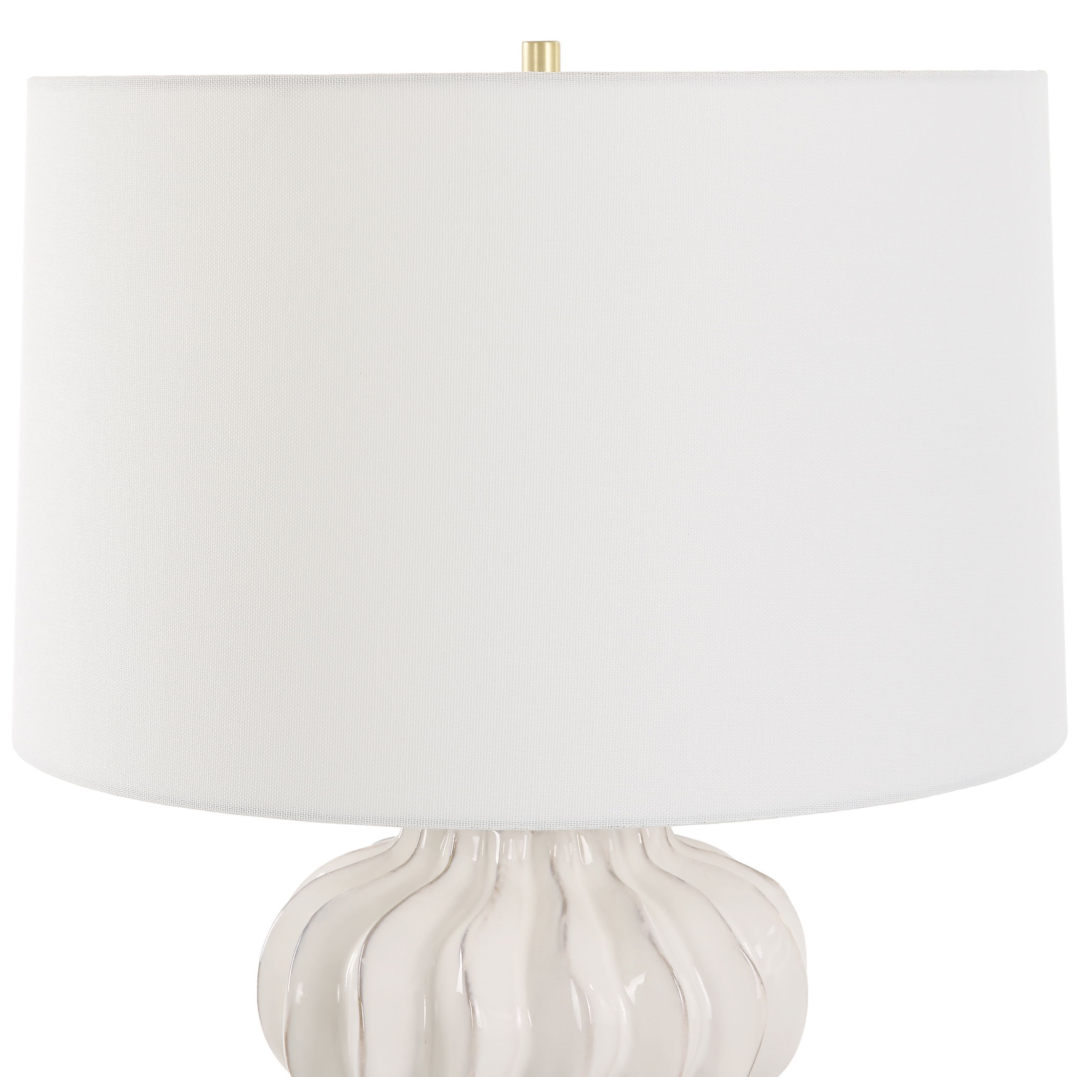 Wrenley Ridged White Table Lamp large image 