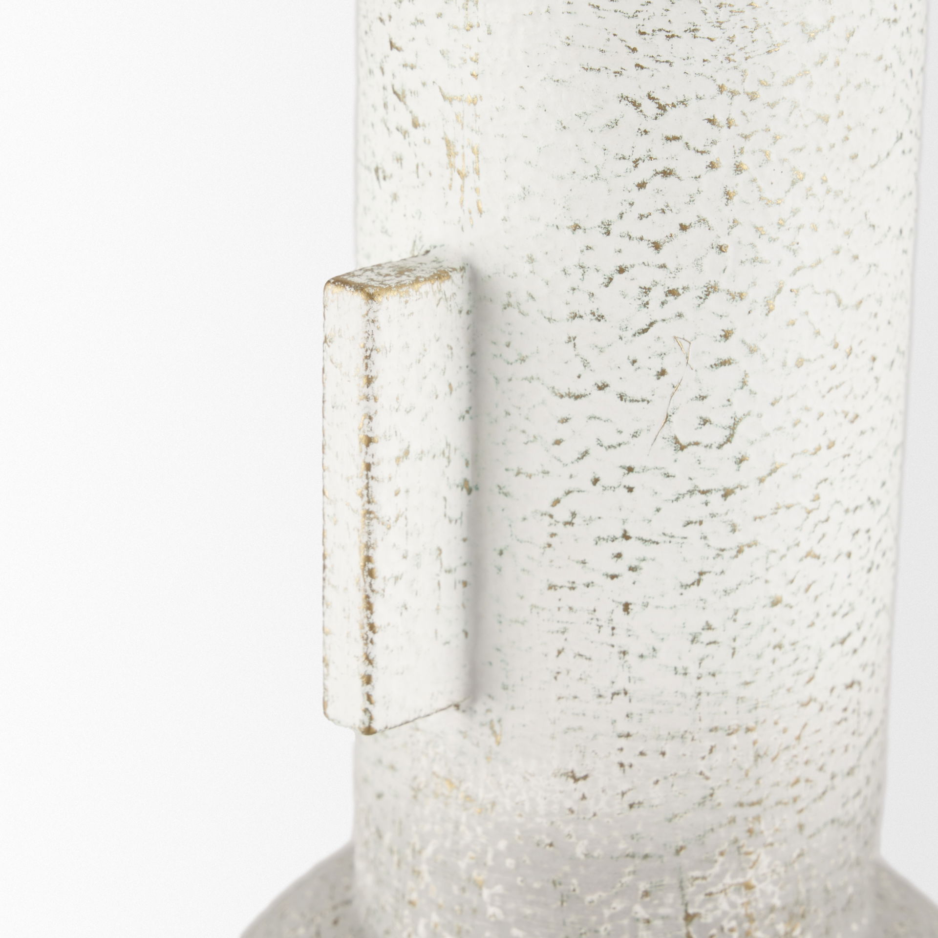 Torres Tall Textured Off White with Gold Metal Vase, by Mercana, 6.3" length x 6.3" width x 15.75" height View 7
