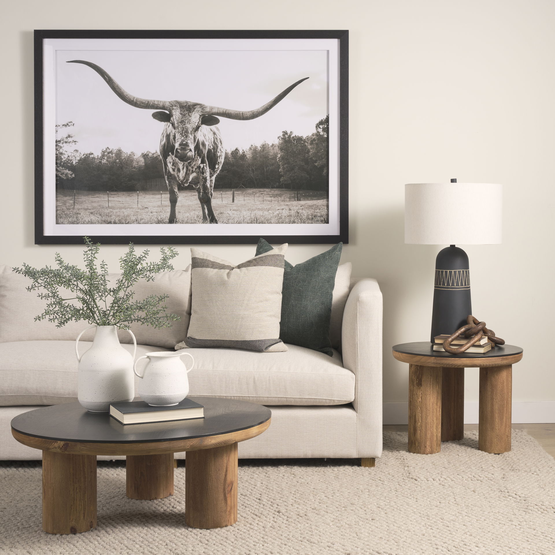 Halston 2 Piece Oatmeal Sofa Set large image 