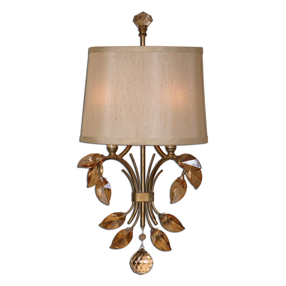 Alenya 2 Light Gold Wall Sconce, by Uttermost, 12.25" width x 21.5" height x 5.5" depth View 1