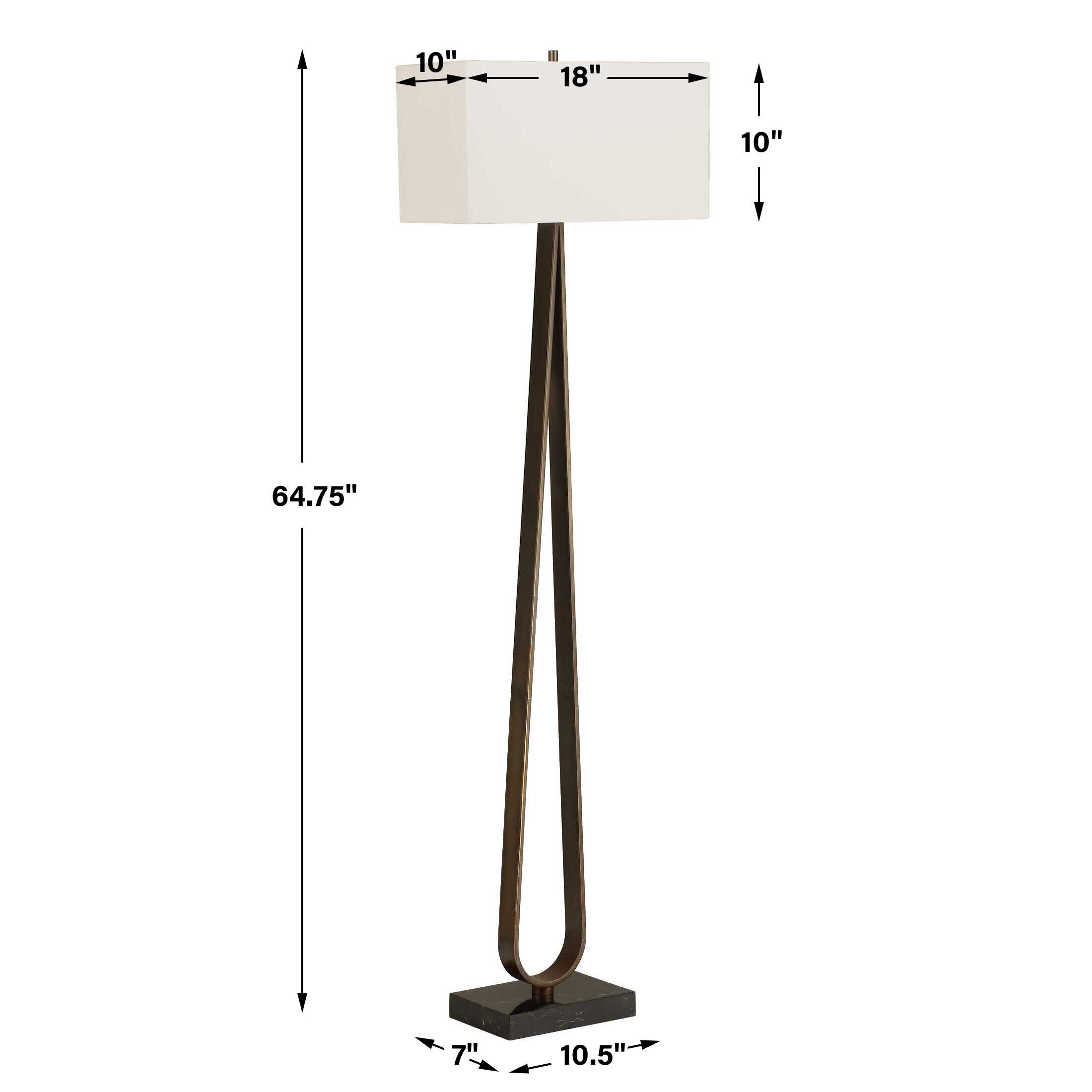 Galloway Minimalist Bronze Floor Lamp, by Uttermost, 18" width x 64.75" height x 10" depth View 3