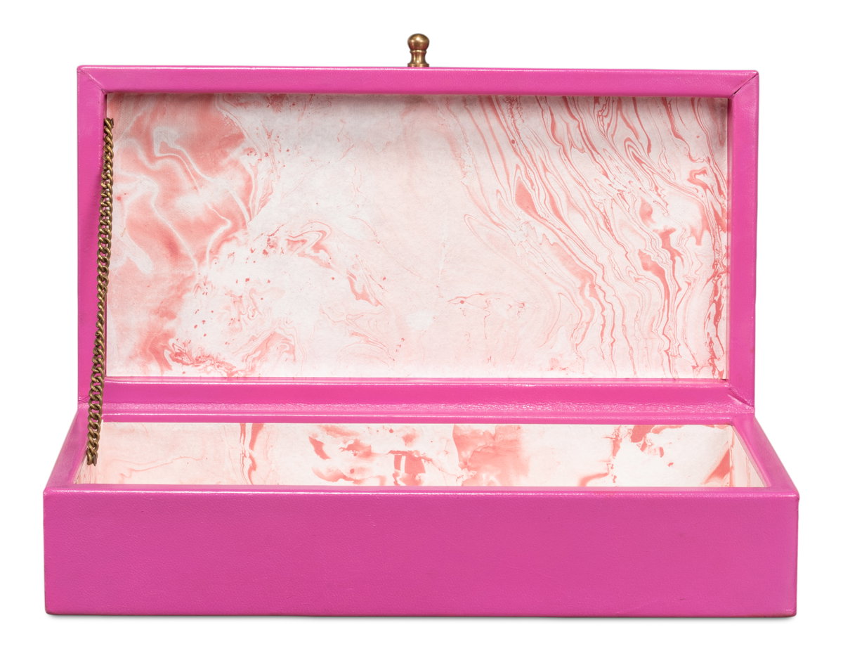 Gatsburg Shagreen Box  Pink  Set Of 2, by Sarreid, 6" length x 1' width x 3" height View 9