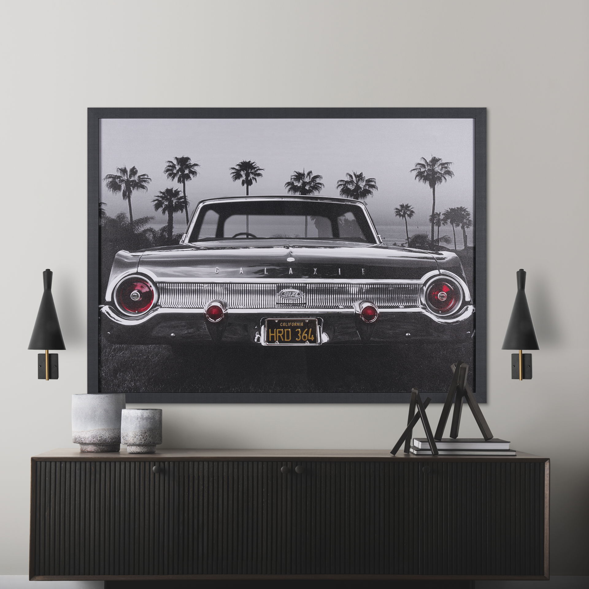 Tremont I 23'L x 5.25'W x 17.5'H Black/Gold Metal Conical Shade Wall Sconce, by Mercana, 23" length x 5.25" width x 17.5" height View 2