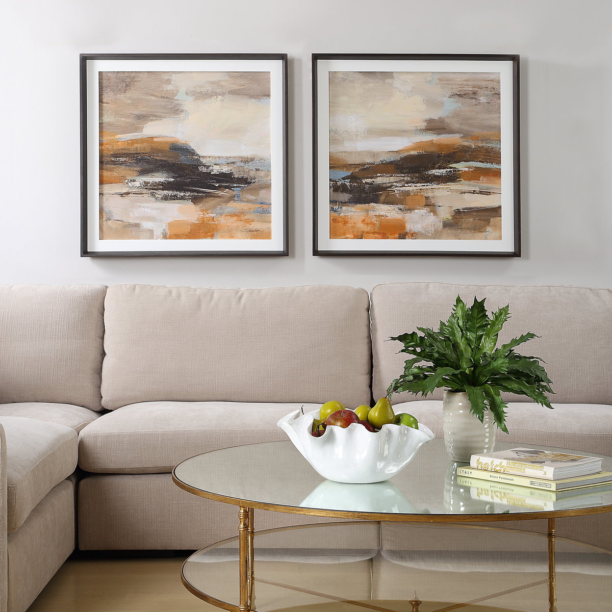 Cinnamon Shore Framed Prints Set/2, Art by Uttermost, 35.25" width x 35.25" height x 2.5" depth View 2