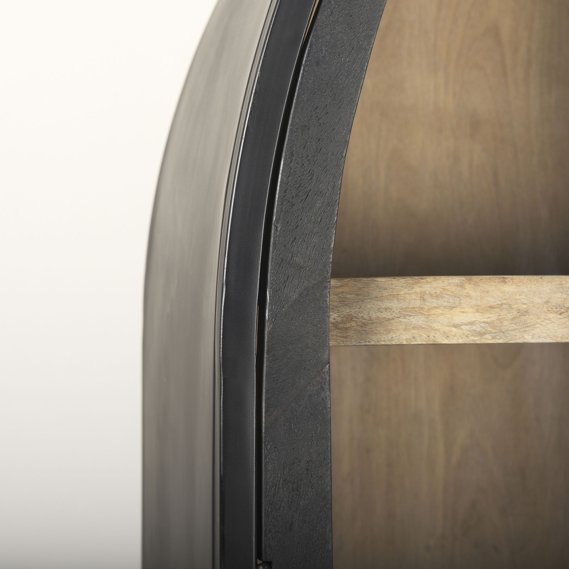 Sloan 47.5W x 85.5H Black Wood with Black Metal Frame Arch Cabinet, Cabinets & Sideboard by Mercana, 47.5" length x 18.5" width x 85.5" height View 8