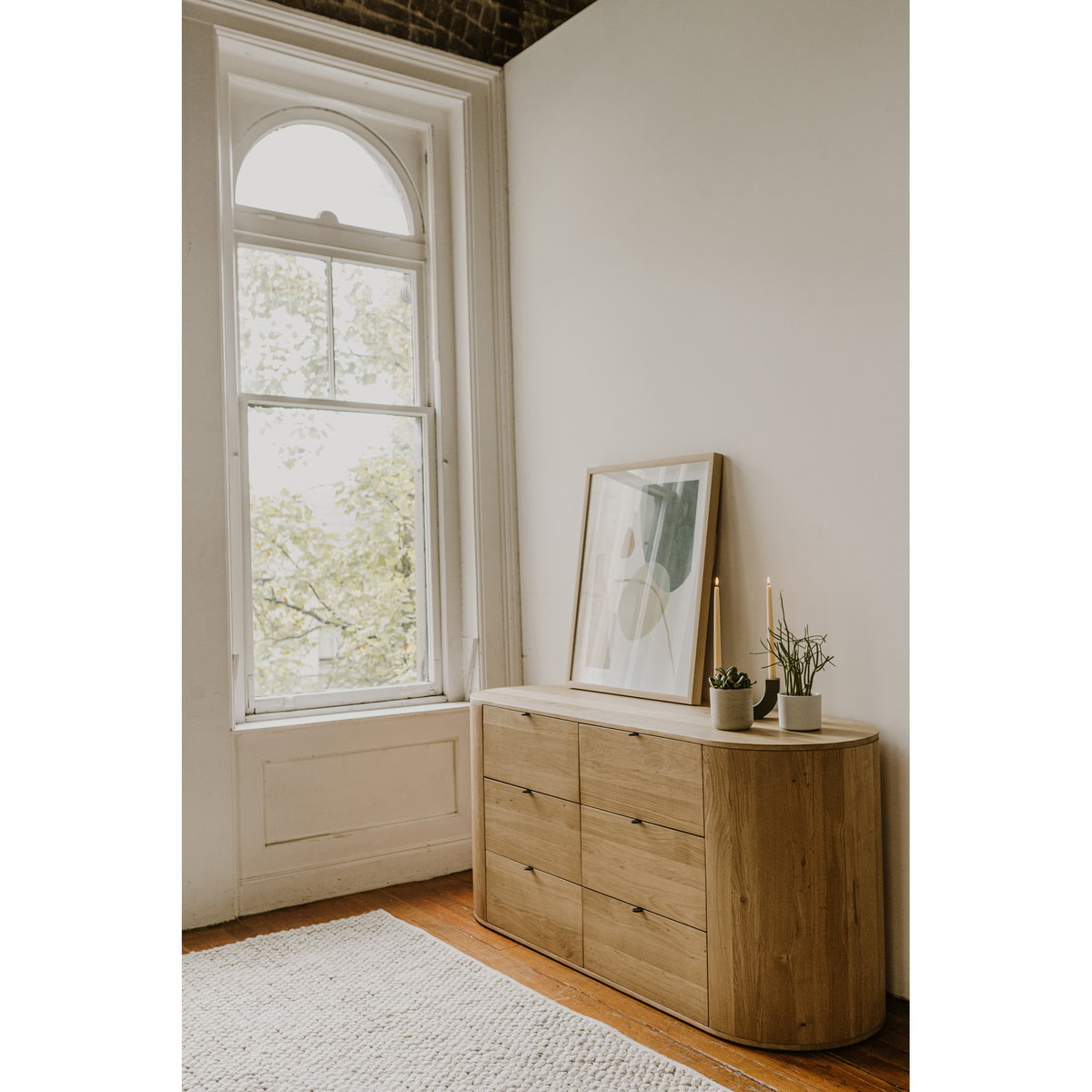 Theo 6 Drawer Dresser Natural, by Moe's Home, 66" width x 31.5" height x 22.5" depth View 7