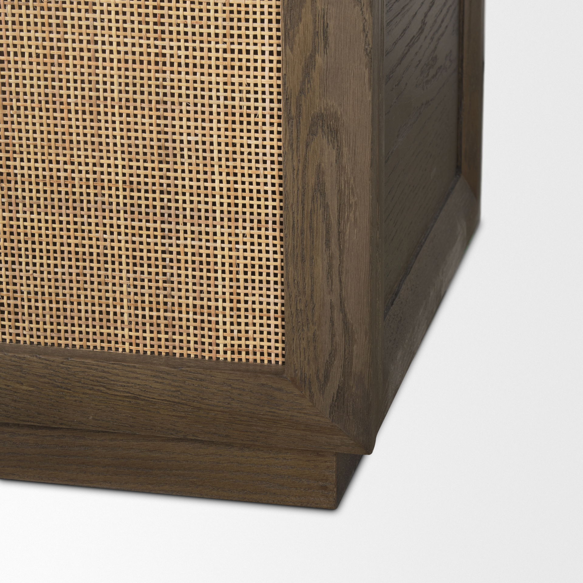 Sina Brown Oak Wood with Natural Rattan 2 Door Curio Cabinet large image 